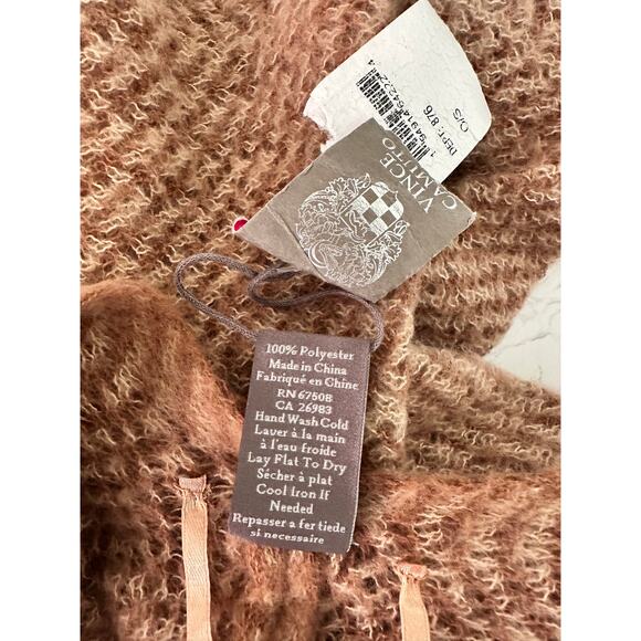 Vince Camuto Women's Cape Sweater Fringe Trim Open Poncho One Size Tan Pockets - Picture 3 of 8